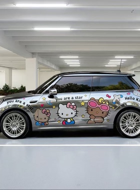适用于宝马迷你车身涂装车贴三丽鸥KT猫MINIF56改装定制车身贴纸