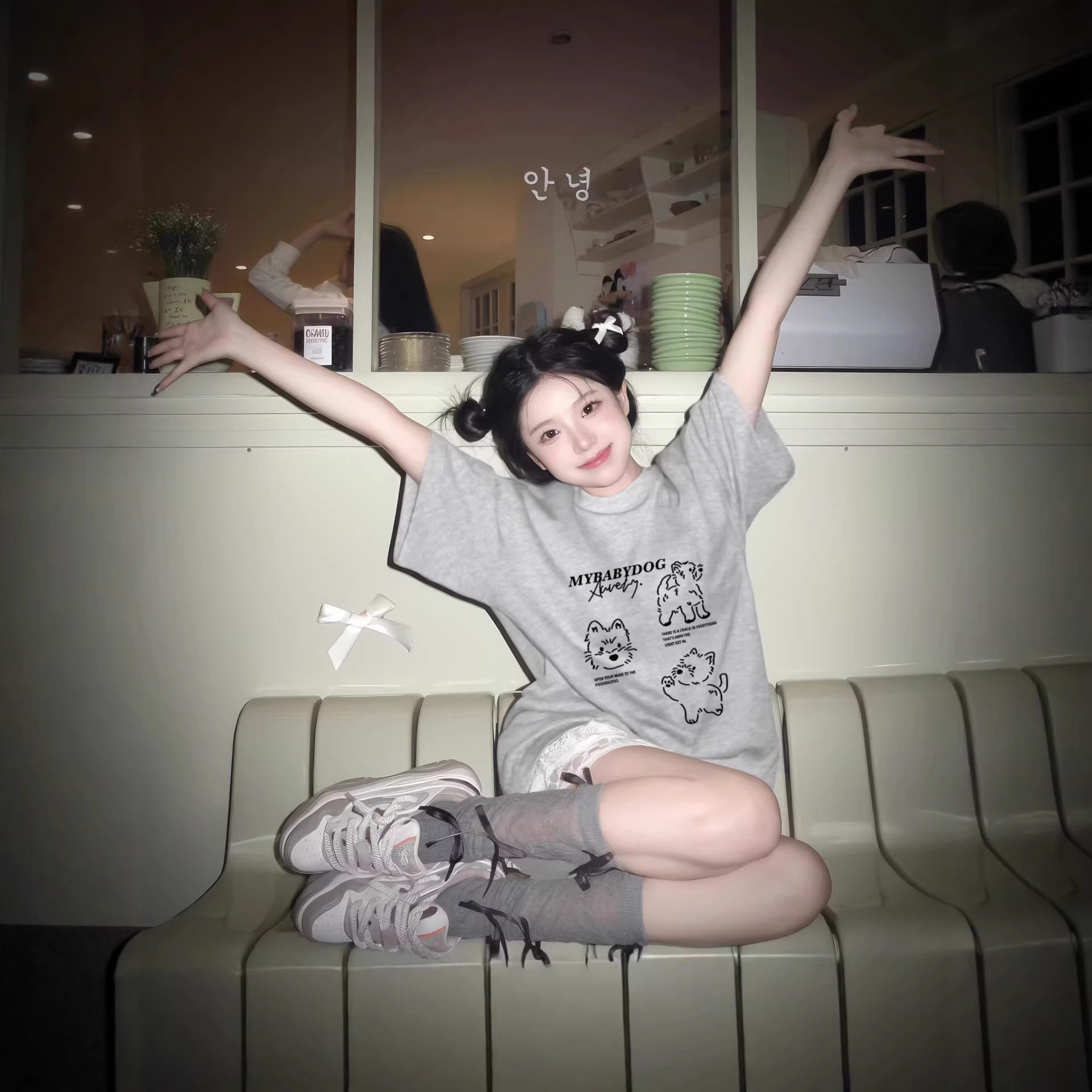 花灰色纯棉短袖t恤女2026新款爆款夏设计感小众美式宽松半袖上衣