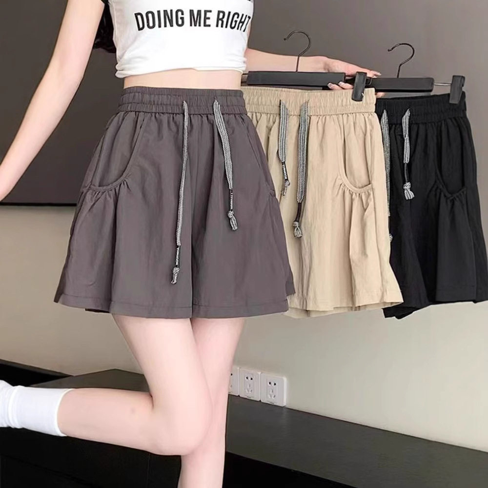 冰丝短裤女夏季2026新款宽松透气速干运动休闲阔腿裤裙五分短裤子