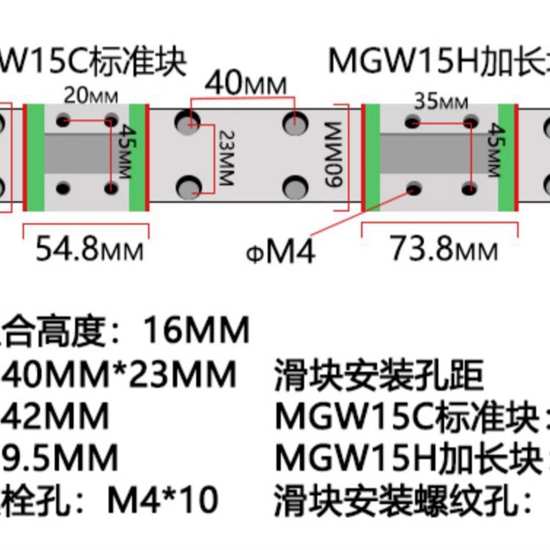 国产上银直线导轨微小型滑块高精度线轨滑轨MGN/W5/7/9/12/15C/H
