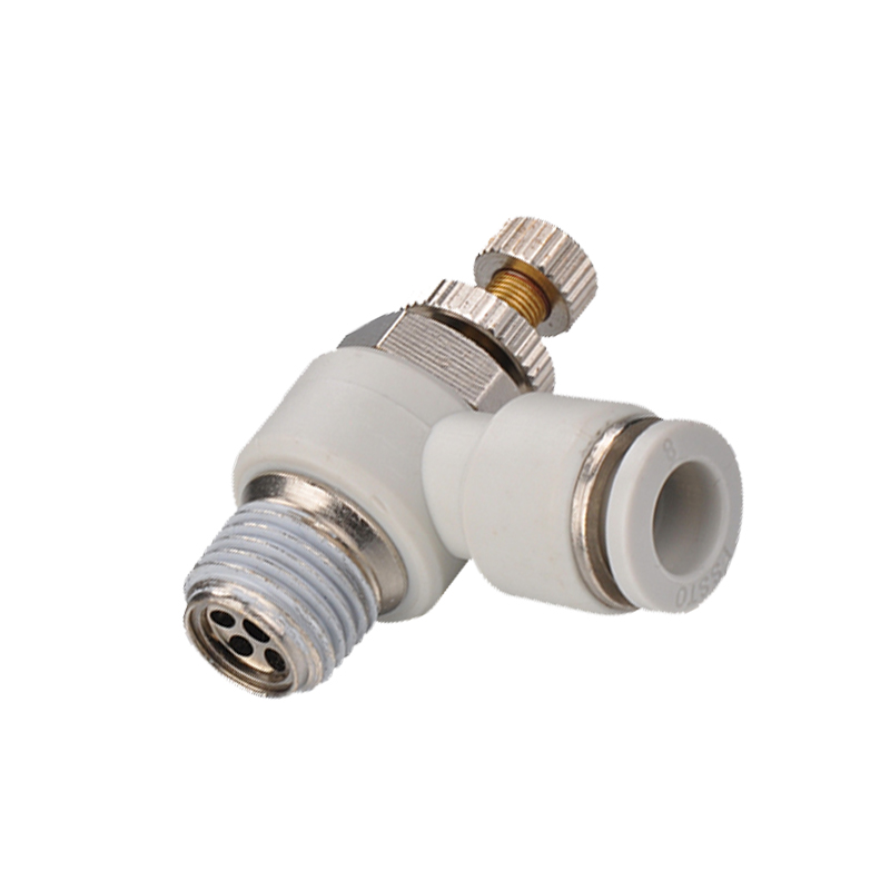 FSSTO快速接头节流阀SL快速接头L型气缸调速节流管道阀4-M5节气阀