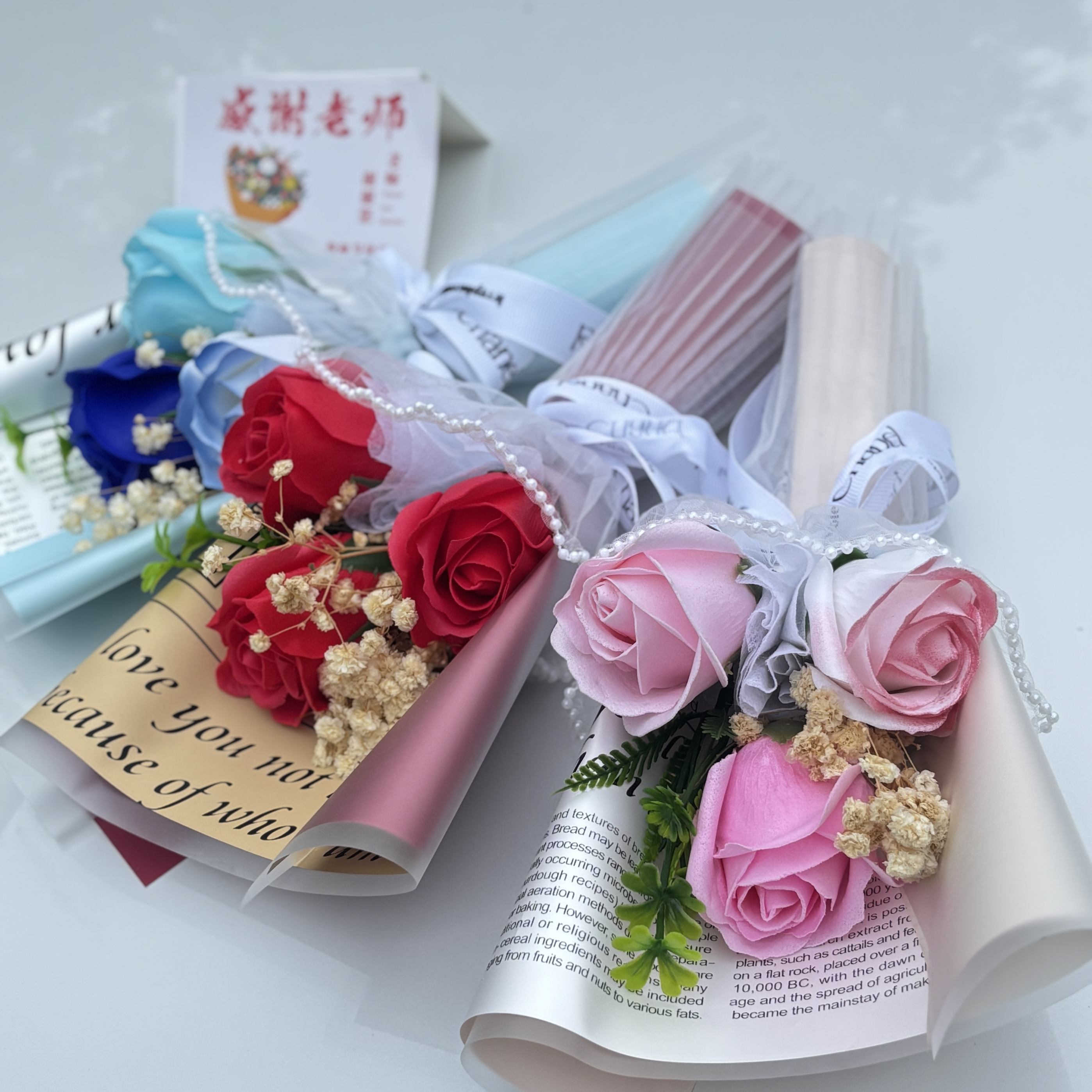 圣诞节玫瑰花束肥皂花批发活动送客户香皂花花束平安果礼盒装饰花