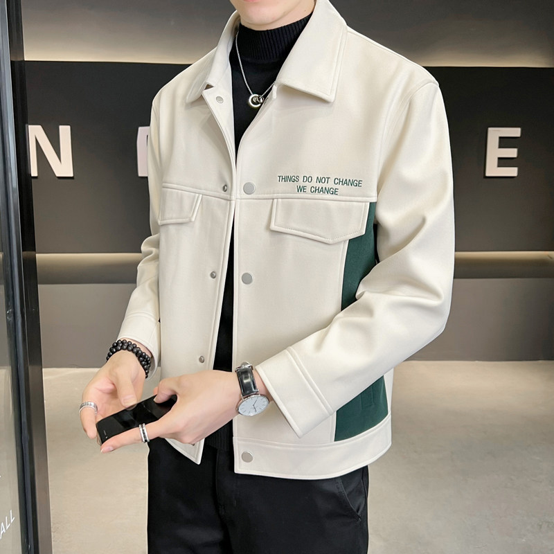 B25522081P1552022秋季新款拼接简约百搭单面呢呢大衣高品质男,男装毛呢大衣,电商B255