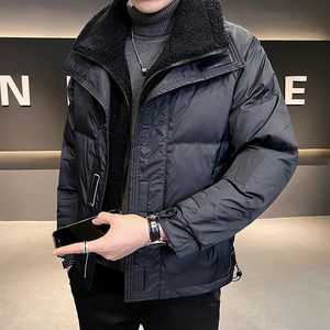 B255 185-P185控268 店主风男士假两件毛领高品质羽绒外套男图片