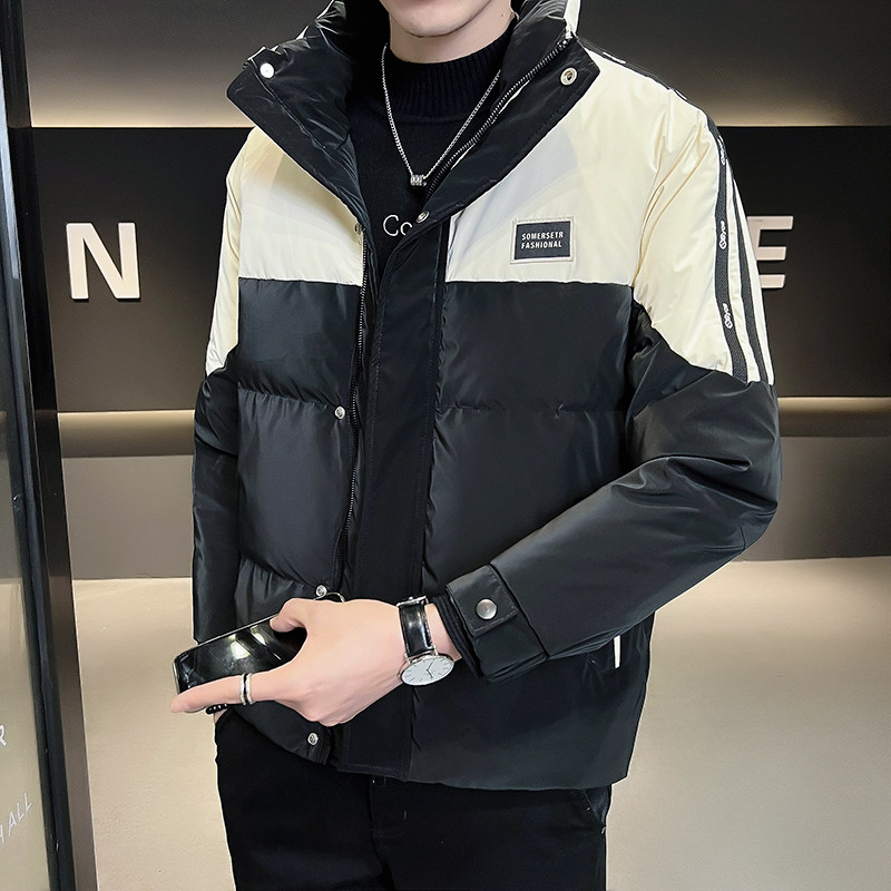 B255-5577-P185店主风男士高品质冬季拼色潮流立领帅气羽绒服男，男装羽绒服，电商B255