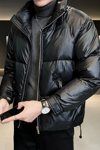 B255-6608-P165 2022冬季立领男士简约纯色高品质羽绒服休闲外套图片