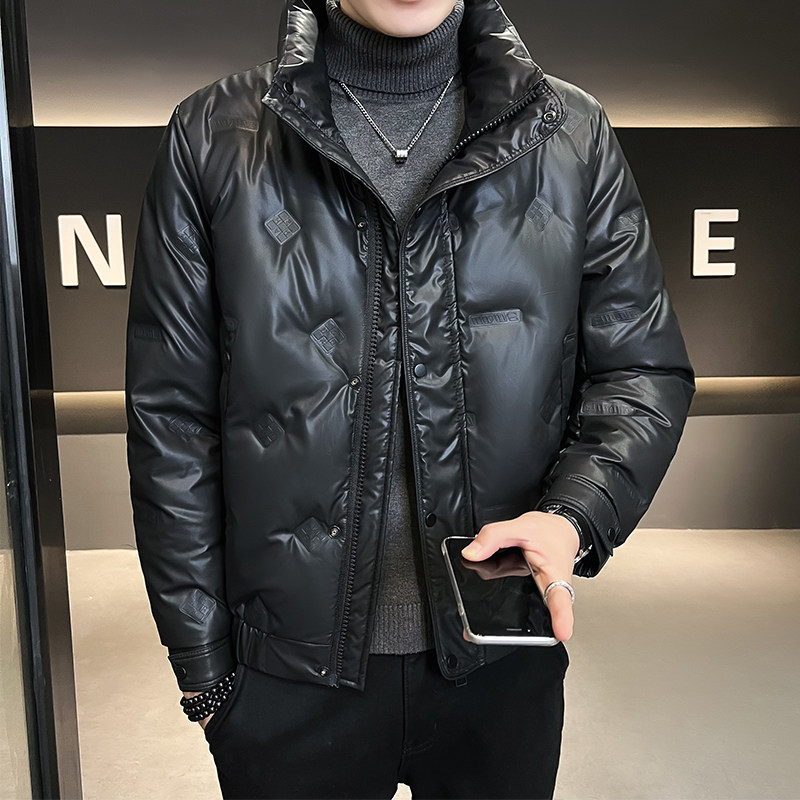 B255-9-P17580白鸭绒M-3XL店主风新款立领男士皮羽绒潮流男,男装羽绒服,电商B255