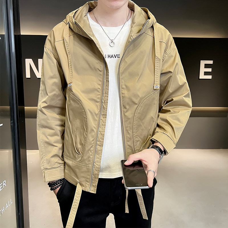 B255-K827-特P1002022秋季新款店主风简约休闲连帽男士外套潮,男装夹克,电商B255