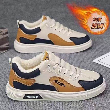 恒玦贸易男鞋飞行员休闲鞋冬季男士款加绒运动板鞋一脚蹬保暖a53