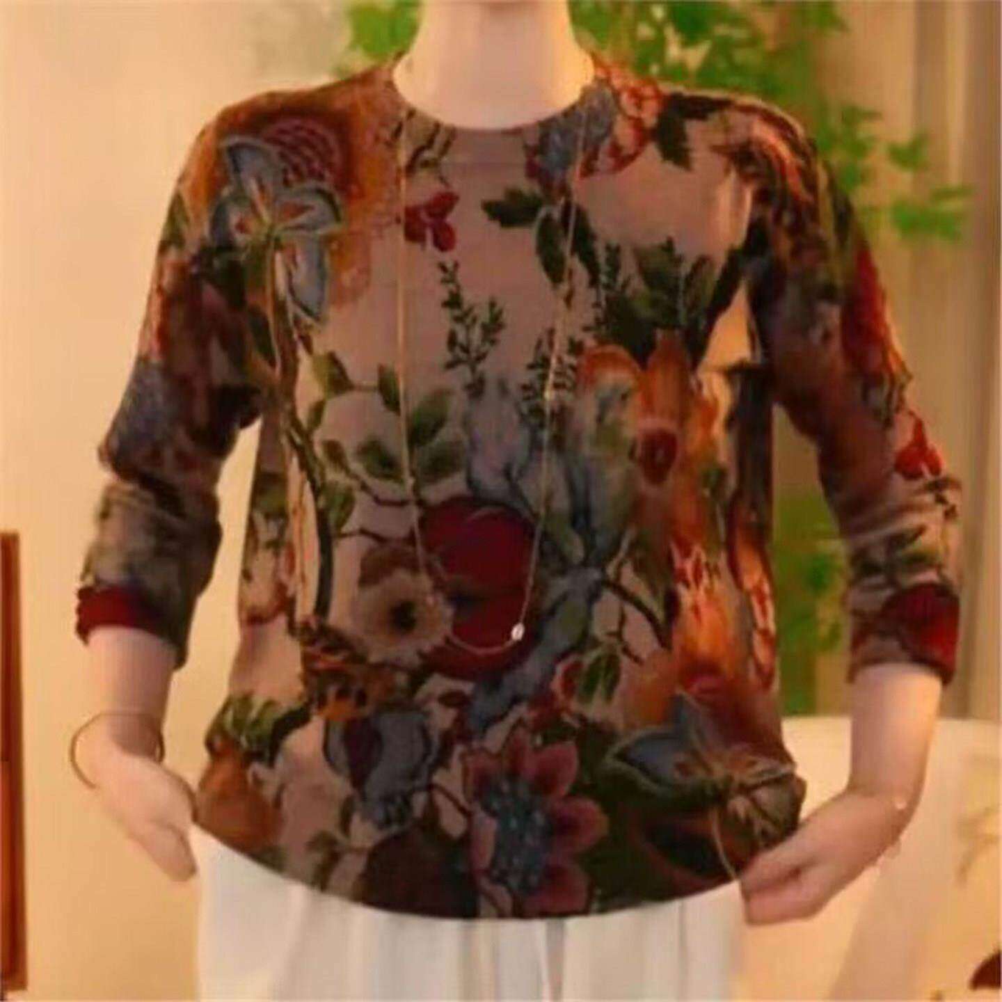 名佳怡优选女装复古牡丹花打底衫2026秋季女士长袖洋气妈妈装上a1
