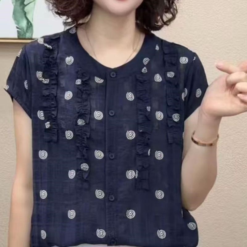 中年女士短袖开衫时尚夏装简约百搭新款显瘦减龄上衣休闲宽松洋气