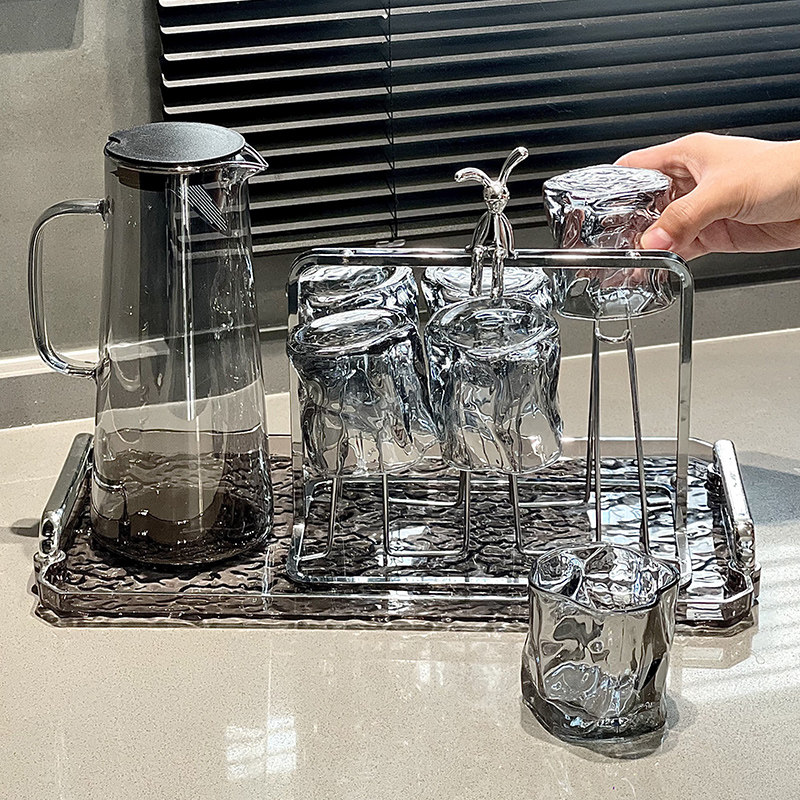 轻奢水壶套装喝水杯子家用客厅茶具玻璃高档家庭待客乔迁新居杯具