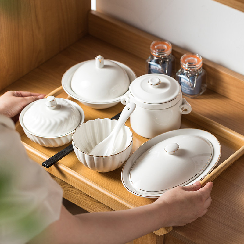 月子餐餐具产孕妇一人食带盖的医院会所中心专碗碟套装家用早餐盘