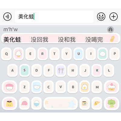 简约小食/ios苹果安卓百度输入法键盘皮肤美化可爱素材白肚皮
