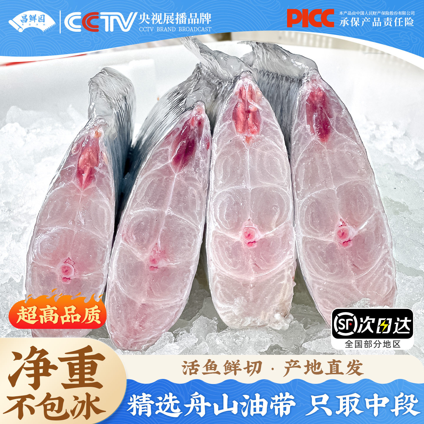 舟山带鱼段新鲜雷达网小眼油带鱼东海海鱼鲜活冷冻鱼中段非刀鱼段