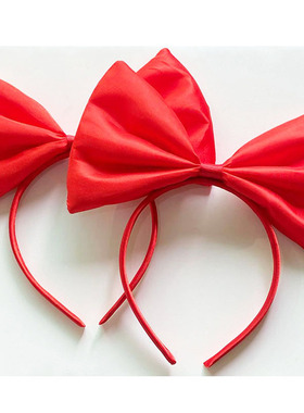 女童头饰大红色丁布白雪公主纯红色蝴蝶结发箍蝴蝶结头箍发饰配饰