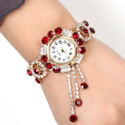 New Women's Gold Bracelet Watch, Retro Versatile Rhinestone Bracelet Watch, Korean Style Trendy Women's Watch, Quartz Watch