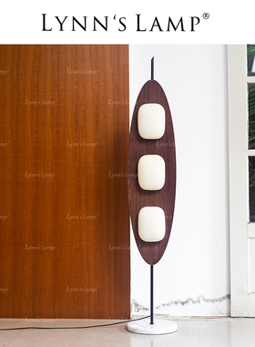 Lynn's立意中古surf客厅落地灯复古仿木纹大理石沙发边日式卧室灯