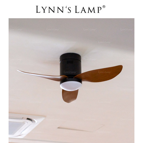 Lynn's立意 北欧胡桃木色风扇灯客厅卧室原木风一体led书房餐厅灯