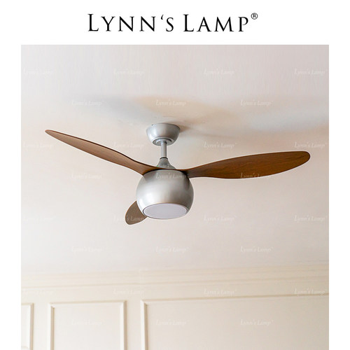Lynn's立意 中古包豪斯吊扇灯 客厅卧室木纹太空时代书房风扇灯
