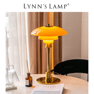Lynn 1台灯包豪斯mcm书桌床头书房复古玻璃台灯 s立意中古黄铜PH2