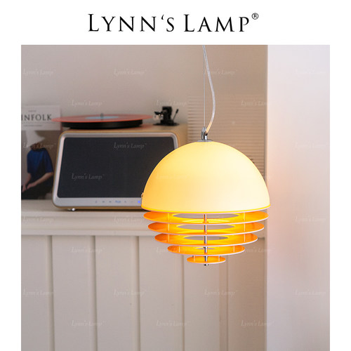 立意餐厅吧台包豪斯橙色吊灯