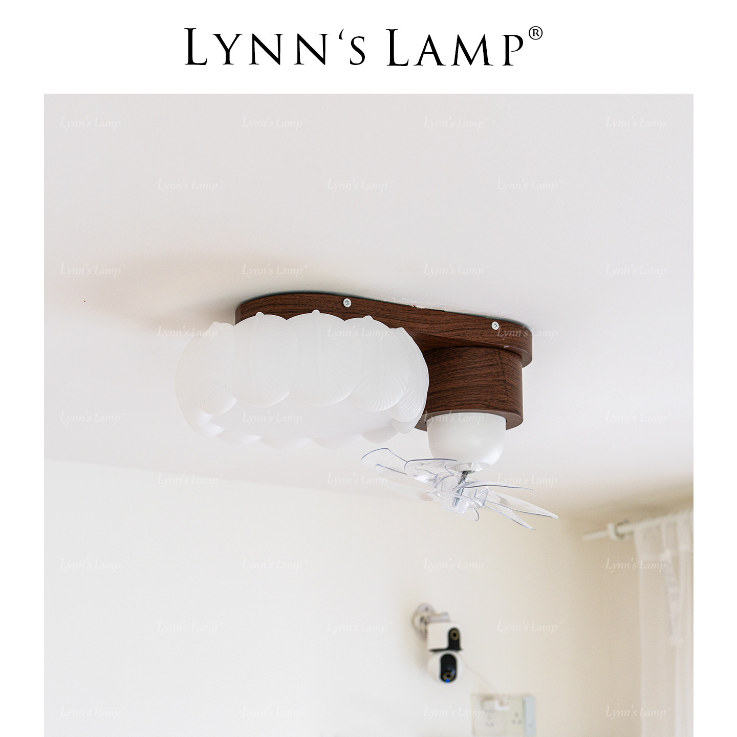Lynn's立意 中古风卧室风扇灯复古静音胡桃木色护眼房间吊扇灯具