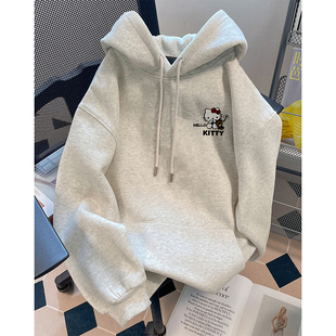 初中生巨好看带帽加绒卫衣女2026冬季新款爆款大码胖mm宽松上衣服