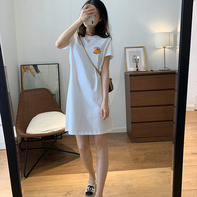短袖中长款T恤裙休闲连衣裙女