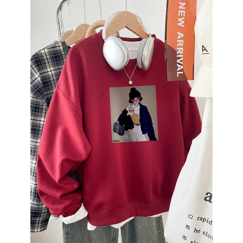韩版ins风大码宽松无帽卫衣女潮
