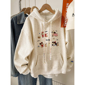 刺绣连帽卫衣女加绒学生新款 外套上衣 胖mm宽松大码 2026爆款 秋冬季