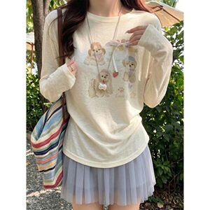 防晒罩衫长袖t恤女夏季薄款2026新款高级感宽松慵懒风雪花棉上衣