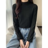 大码 胖mm遮肚子打底衫 女半高领修身 2026新款 t恤女春秋季 德绒上衣