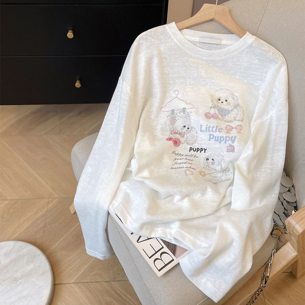 2026新款巨好看白色防晒罩衫T恤女春夏季胖mm宽松雪花棉大码上衣