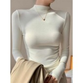 2026年打底衫 德绒内搭上衣 t恤女春季 女大码 胖mm遮肚子半高领修身