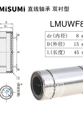 进口精密直线轴承LMUWF3 4 5 6 8 10 12 13 16 20G25L30轴承钢H