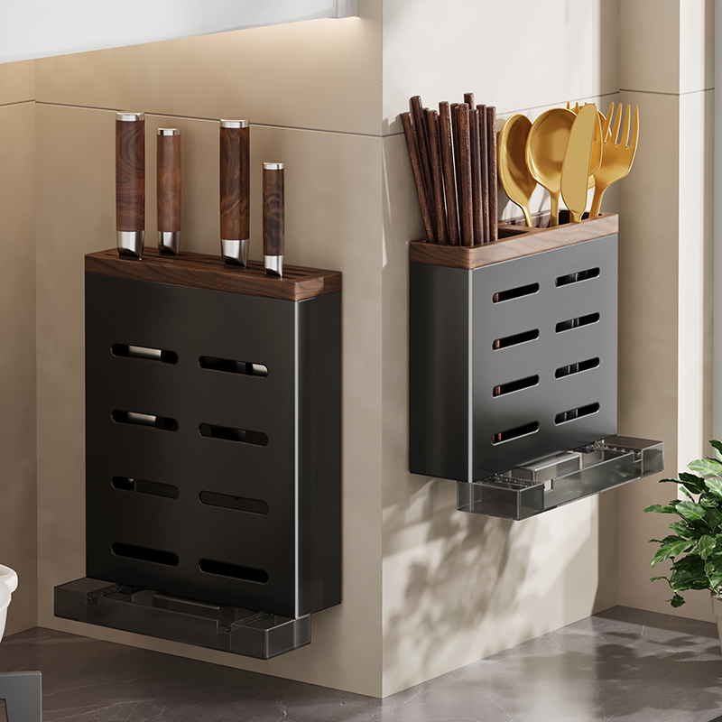 胡桃木刀架置物架不锈钢筷子筒
