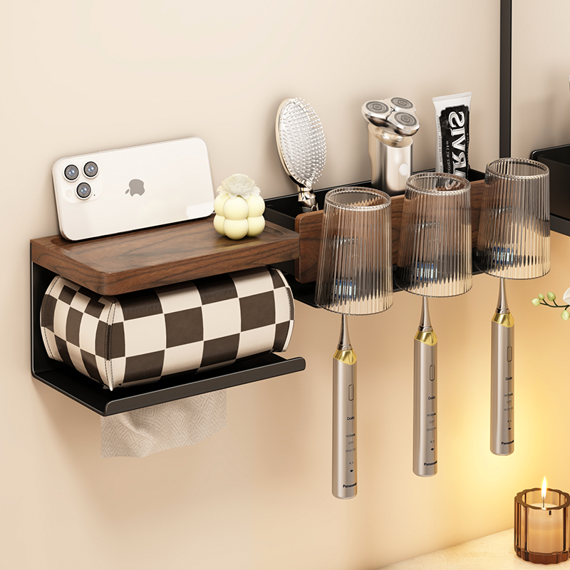 【小红书推荐】胡桃木牙刷置物架