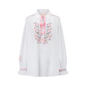 衬衫 yeye 上衣 法式 复古风精致刺绣系带宽松喇叭袖 b.Fleurs新款