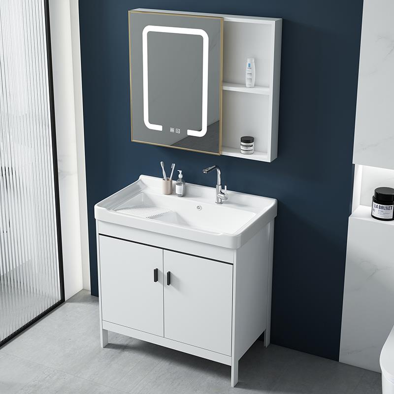 落地式浴室柜太空铝洗手盆卫生间洗漱台阳台洗衣盆洗脸盆柜组合翻翻饰品