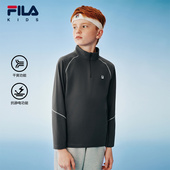 FILA斐乐儿童T恤长袖 抗静电 2025秋冬新男中大童运动训练上衣