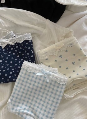 韩系高颜值BM少女碎花A类婴儿棉蕾丝边10A加长裆女士三角内裤