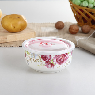 陶瓷保鲜碗微波炉专用饭盒带盖冰箱密封碗泡面碗上班带饭可爱少女