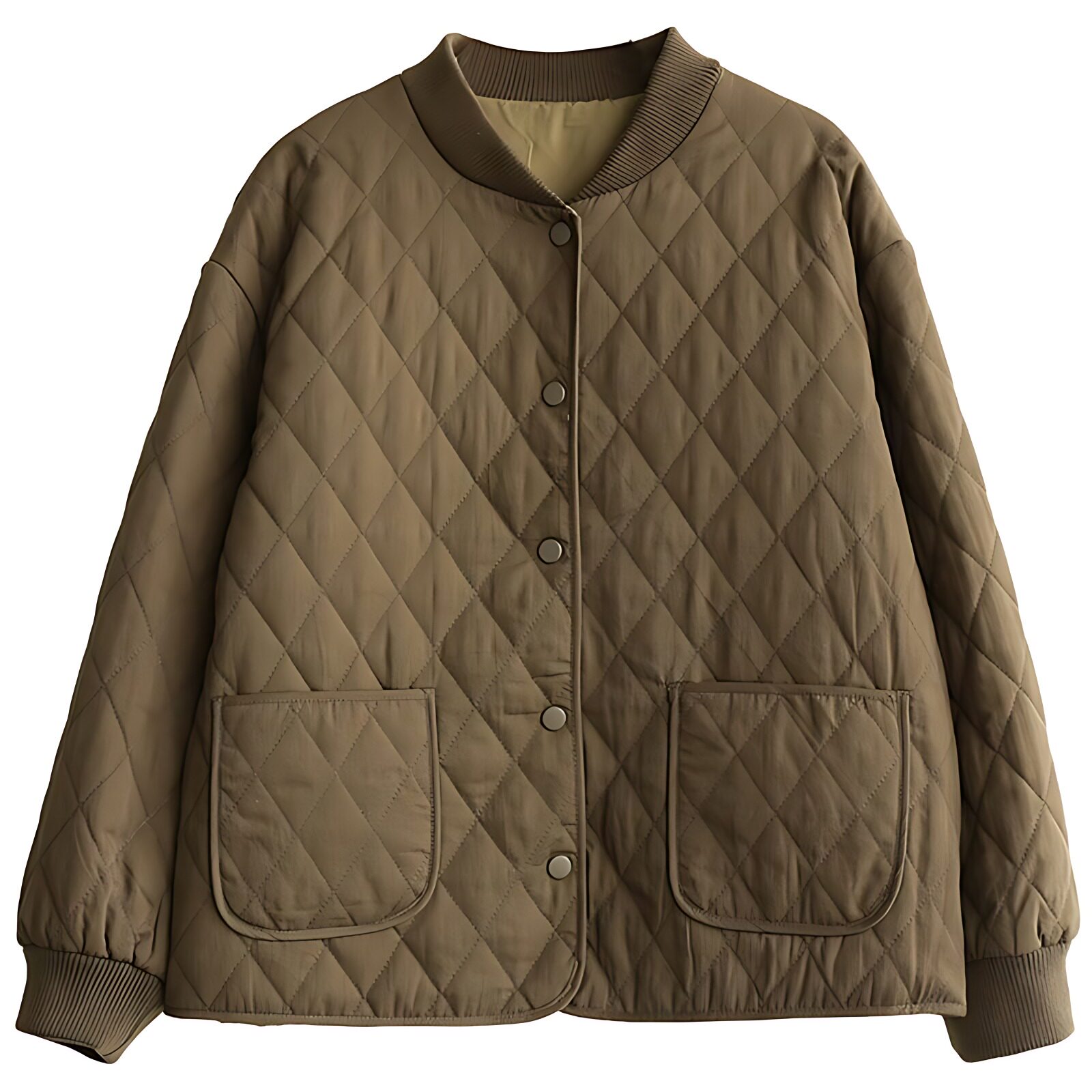 日系菱格夹棉棒球服女秋冬季棉衣