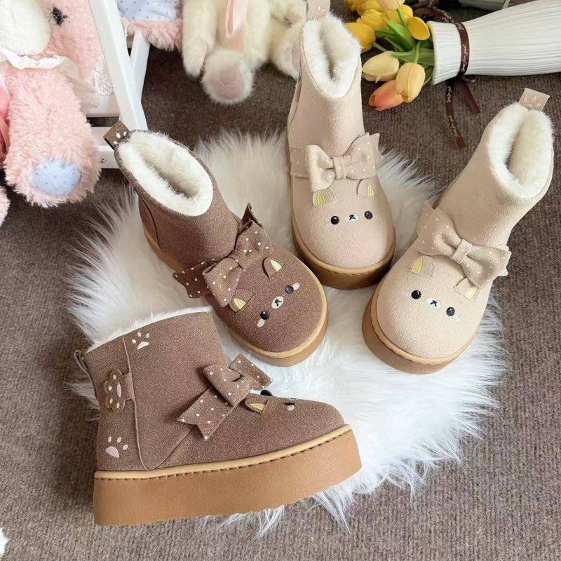 焦糖布叮Lolita原创【冬日小熊】平底可爱雪地靴棉靴棉鞋lo靴现货,模玩/动漫/周边/娃圈三坑/桌游,lolita洛丽塔鞋类,淘宝优惠券,粉丝福利购,淘宝优惠卷