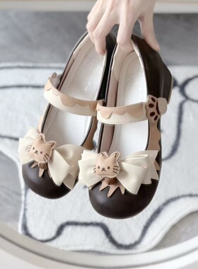 焦糖布叮Lolita原创正版奶芙小猫低跟小皮鞋现货lo鞋粗跟jk制服鞋