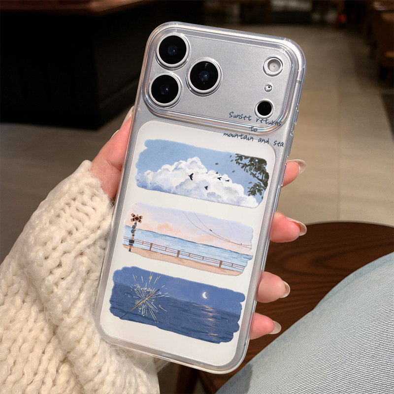 犀膜苹果透明磨砂海边风景手机壳