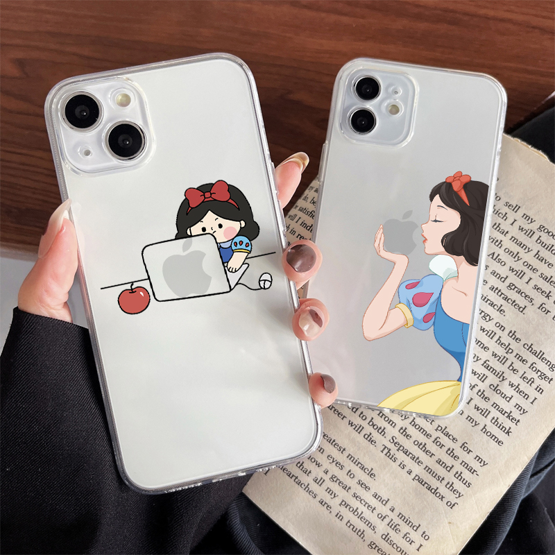 犀膜白雪公主上班创意手机壳适用iPhone16透明手机壳16promax搞怪有趣15Pro全包防摔14保护套苹果13可爱女款