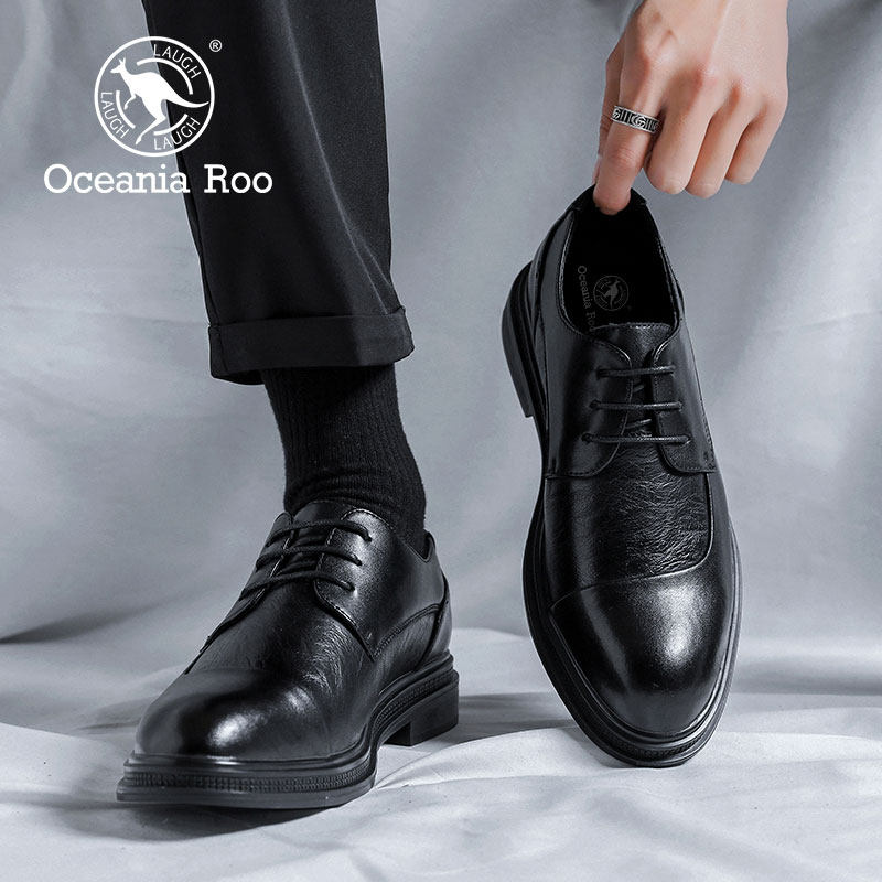 KANGAROO PLUS SIZE FORMAL LEATHER SHOES MENS 2024 NEW AUTUMN WINTER RETRO BRITISH BUSINESS FORMAL CASUAL OFFICE DERBY SHOES