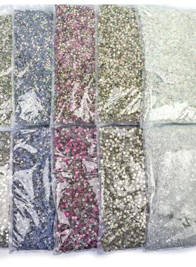 威尘水钻大包白色白AB彩色平底钻胶裸水晶玻璃美甲艺术装饰